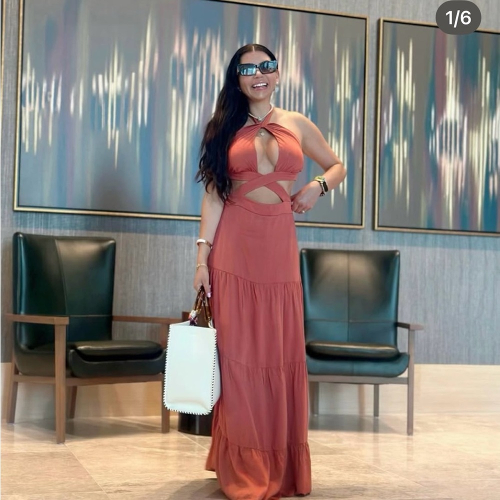 Elegant Rust Maxi Dress